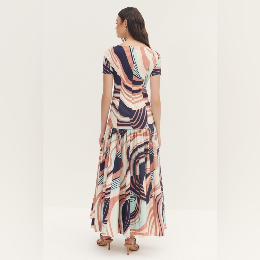 NWT Hutch Atley Dress in Wavy Geometric Multi Color Stretch Poplin in Size Small - Picture 7 of 13